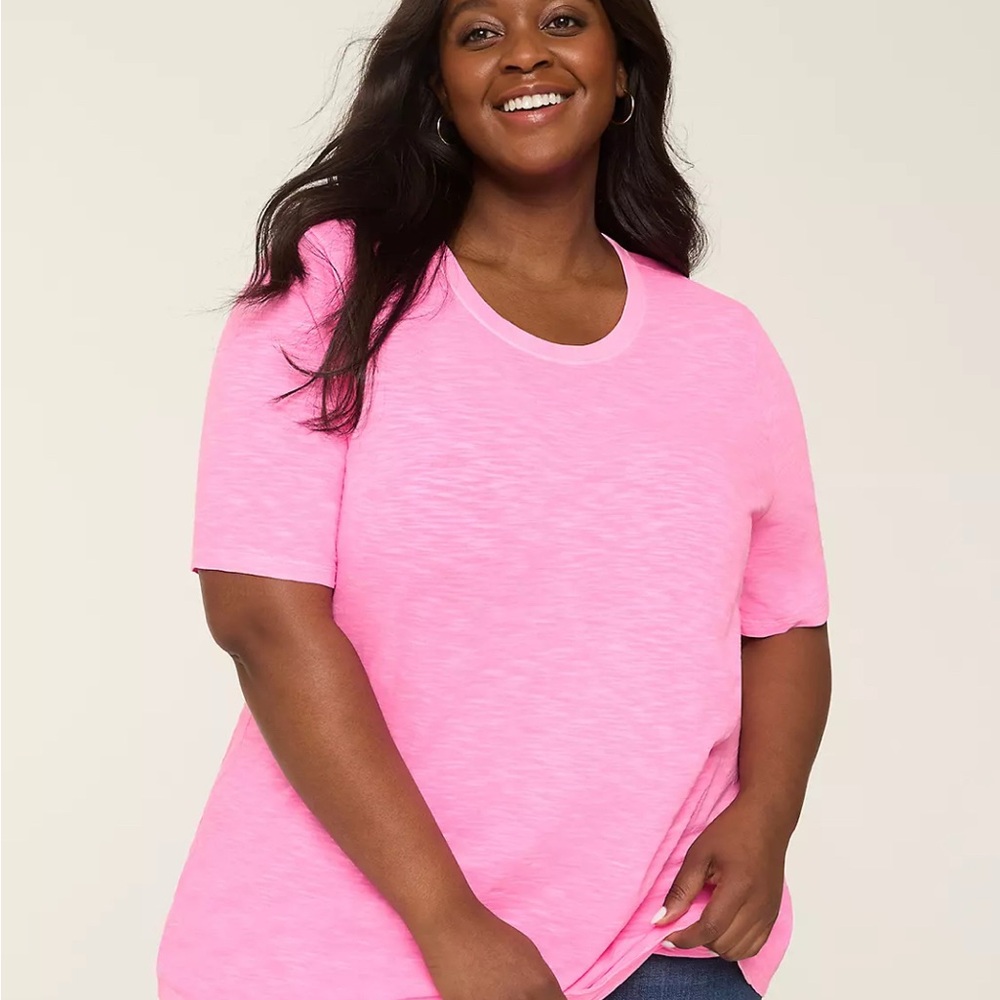 Lane Bryant Tart Pink Short Sleeve Tee